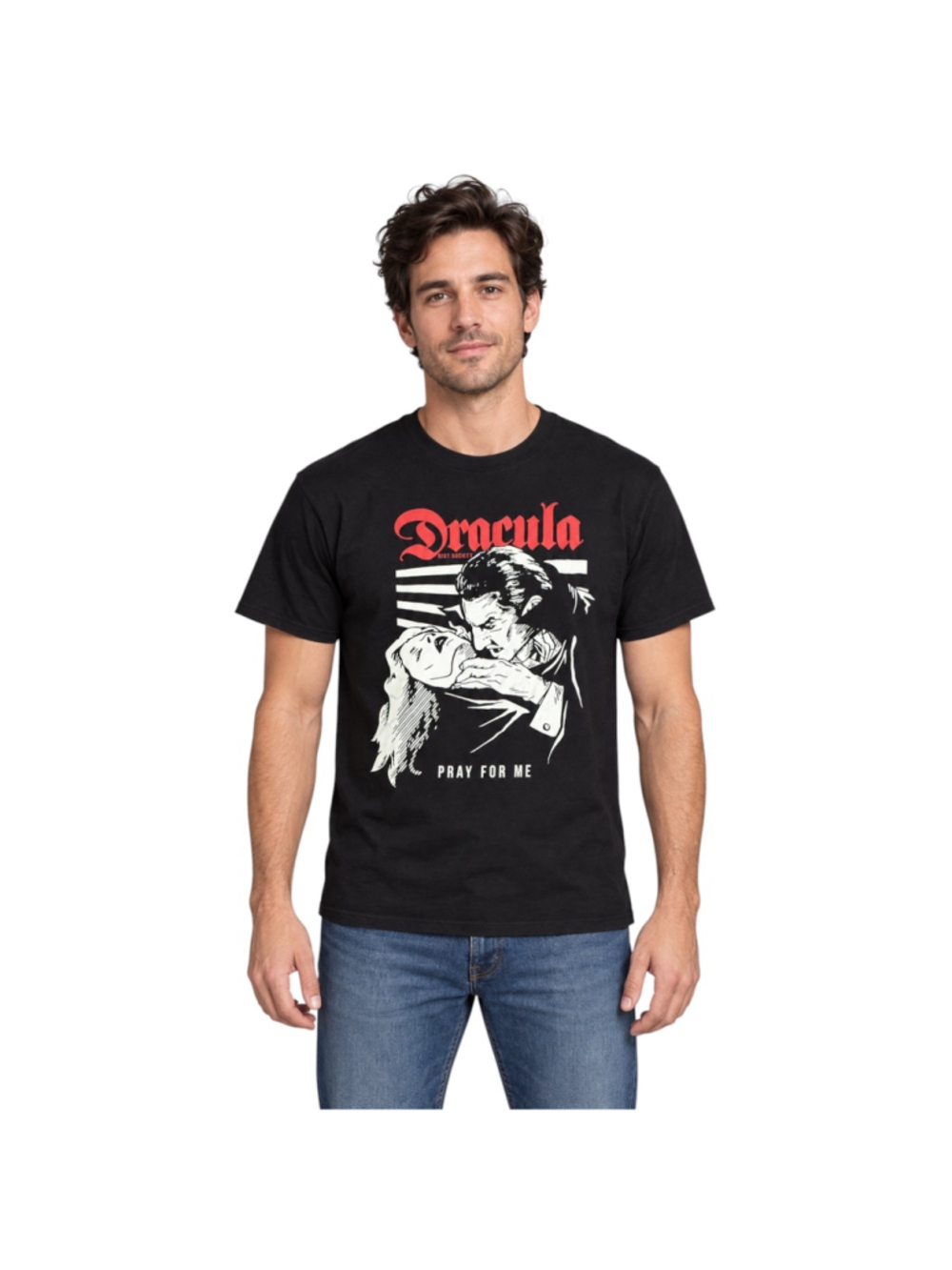 Riot Society Dracula Pray For Me Black Horror Graphic T-Shirt Small
